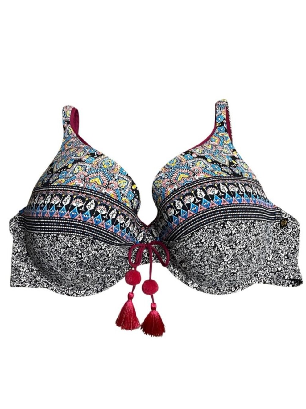 La Vie En Rose Aqua Women’s Multi-Pattern Tassel Push-Up Swim Top